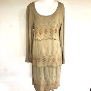 Johnny Was Tiered Embroidered Dress